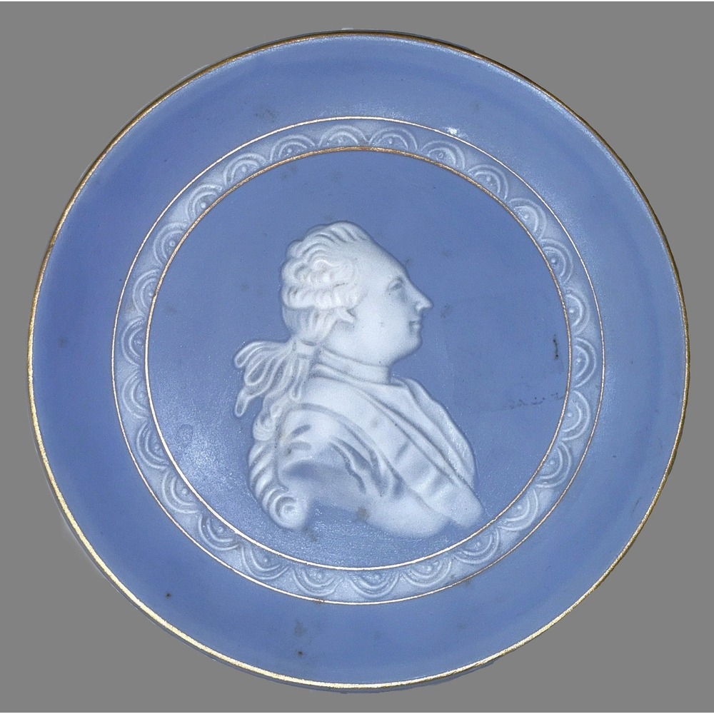 Antique French Revolution Porcelain Medallion Comte de Mirabeau Cameo Plaque 4"